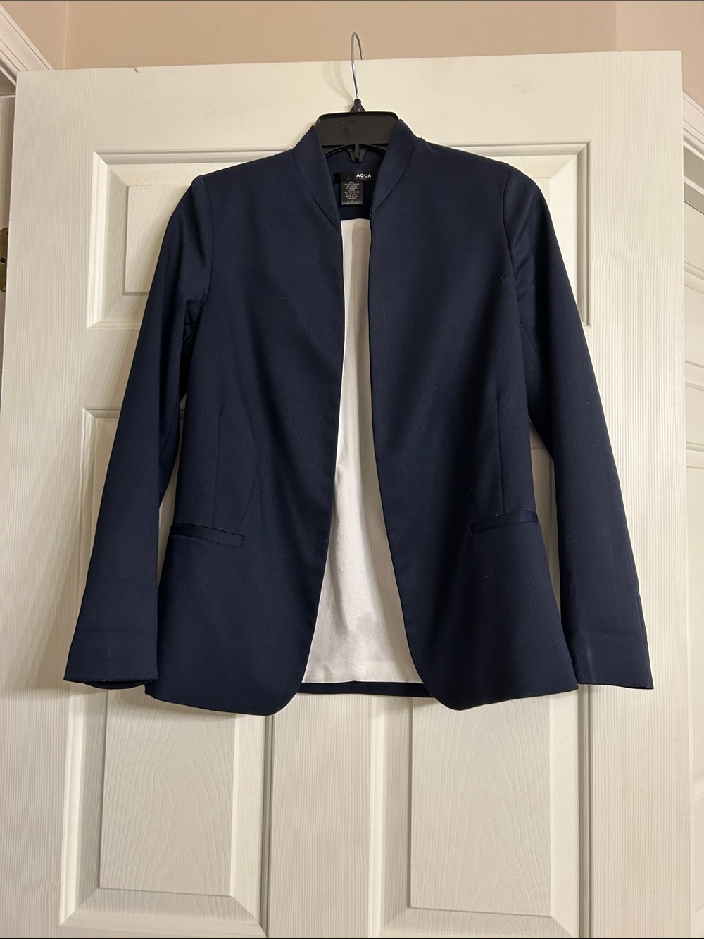 Aqua Womens Navy Open-Front Blazer Jacket Size S